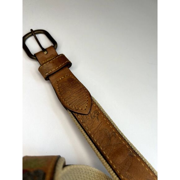 Zep Pro Men's 38 Nubuck Leather Canvas Belt Fishing Embroidered Hunting Dog - Picture 5 of 6